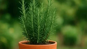 Alecrim em vaso de barro, ilustrando plantas para quarto que trazem frescor, aroma natural e decoração acolhedora